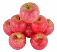 Lot de 8 pommes rouges artificielles réalistes - Faux fruits pour cuisine, mariage, fête, décoration, photos