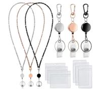 Lot de 8 porte-badges rétractables avec lanières en cristal for le bureau, l'école et les voyages(Silver)