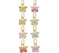 Lot de 8 Porte-clés en forme de Papillon, Charms porte-clé Papillon en Acrylique Dégradé de Couleur, Voiture Porte-Clés Pendentif pour Printemps Décoration de Cas d'écouteur Accessoires de Sac à Main