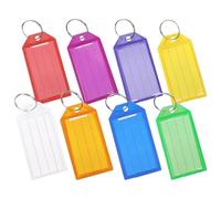 Lot de 8 porte-clés inscriptibles avec étiquettes - 8 couleurs, 5,8 x 2,8 cm, en plastique, porte-clés avec anneaux pour animaux de compagnie, bagages ou clés USB