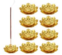 Lot de 8 porte-encens, brûleur d'encens lotus, accessoire de parfum en alliage de zinc, anti-déversement de cendres, pour bâtons d'encens, bobines, cônes, parfum d'ambiance, yoga, spa (glod)