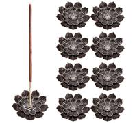 Lot de 8 porte-encens Lotus - Brûleur d'encens - Accessoire de parfum en alliage de zinc - Anti-fuite de cendres - Pour bâtonnets d'encens, bobines, cônes, parfum d'ambiance, yoga, spa (cuivre)