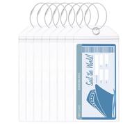 Lot de 8 porte-étiquettes de bagage étanches, 8,9 x 19,1 cm, housses en PVC transparent avec boucles en fil d'acier, fermeture éclair pour croisière, compatible avec carnaval, norvégien, princesse