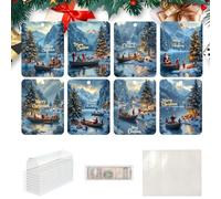 Lot de 8 porte-monnaie de Noël pour espèces - Décorations amusantes - Cartes de Noël exquises - Distributeur d'argent Père Noël pour les amoureux, les familles - Porte-monnaie pour cartes de Noël