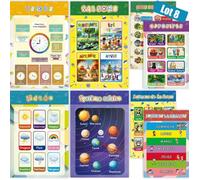 Lot de 8 Posters Découverte Enfant 42×28 cm - Affiches Saisons Semaine Météo Système Solaire Mois Animaux Temps