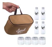 Lot de 8 pots à épices d'extérieur légers et transparents avec sac pratique pour le barbecue, le camping, et le bouchon à vis sécurisé garantit que rien ne se renverse