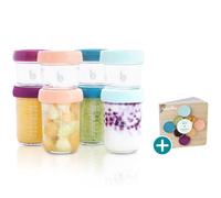 Babymoov Babybols Pots de conservation en verre – Lot 4x100 ml & 4x220 ml – Couvercles hermétiques