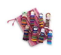 Lot de 8 poupées Guatémaltèques faites à la main avec un sac de rangement coloré Poupées de soucis pour filles Poupées de soucis pour garçons Poupées d'anxiété Poupée de soucis Poupée guatamalane