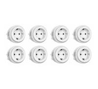 Lot de 8 prises Schuko allemandes 16 A blanches pour système rail | Virole extérieure ON/OFF, avant fixe, voyant LED blanc, verrouillage avec bouton de déverrouillage, pour rails GONEO, breveté