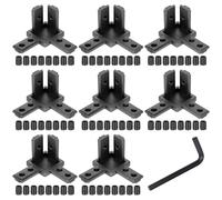 Lot de 8 profilés d'angle en aluminium 30 x 30 mm - Avec vis - Pour profilés d'angle à 3 voies - Pour profilés en aluminium standard européen de 8 mm - Noir