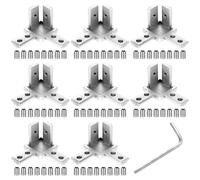 Lot de 8 profilés d'angle en aluminium 30 x 30 mm - Avec vis - Pour profilés d'angle à 3 voies - Pour profilés en aluminium standard européen de 8 mm - Argenté
