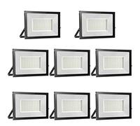 Lot de 8 Projecteur LED 100W 10000LM, 6000K Blanc Froid Super Lumineux Spot LED Extérieur, Lumière de Sécurité IP65 Étanche Verre Trempé à Grain Fin, LED Floodlight pour Entrée Terrasse Square Usine