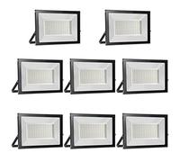 Lot de 8 Projecteur LED 150W 15000LM, 6000K Blanc Froid Super Lumineux Spot Extérieur, Lumière de Sécurité IP65 Étanche Verre Trempé à Grain Fin, Floodlight pour Entrée Terrasse Square Usine