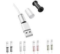 Lot de 8 protecteurs de câbles pour câbles de charge Apple/Android d'origine, en silicone souple antidérapant pour iPhone Lightning et extrémités de cordon de type C (installation facile, noir/blanc