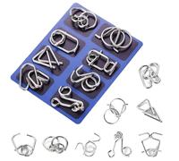 Lot de 8 Puzzles en Fil métallique Logic Brain Teaser - Anneau en métal IQPuzzles Difficult Games pour et Adultes