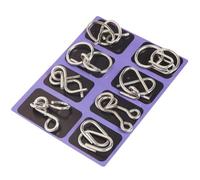Lot de 8 Puzzles IQ en métal pour Adultes et Enfants à partir de 6 Ans - Jeu de Patience - Jeux d'adresse avec Cartes à résoudre - Jouet éducatif - Jeux de Voyage - Idée Cadeau (Violet)