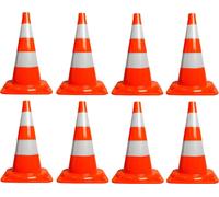 lot de 8 pylônes 50cm, cônes d'avertissement, 8 cônes de circulation pour délimiter les aires de stationnement, cônes d'avertissement, cônes, cônes de marquage, [orange-blanc] - Pylônes réfléchissants
