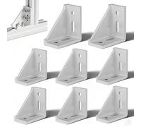 Lot de 8 raccords d'angle en aluminium - 40 x 80 mm - Connecteur d'angle à 90° - Pour support mural d'angle - Matériel de montage
