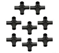 Lot de 8 raccords de tuyau en PVC noir à 4 voies - Connecteurs en plastique ABS pour cadres de serre, supports de plantes, structures de jardin - Plusieurs tailles : 8 mm, 12 mm, 16 mm, 19 mm (16 mm)