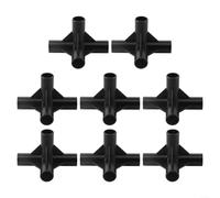 Lot de 8 raccords de tuyauterie 4 voies en polyéthylène noir pour cadre de serre, support de fleurs et support de plantes à faire soi-même, 8 mm/12 mm/16 mm/19 mm (19 mm)