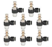 Lot de 8 raccords de valve de contrôle du débit d'air en laiton pour équipement d'arrosage de jardin - Raccord pneumatique à pousser - Tailles de filetage M5 à G3/4, tube d'air de 6 mm (tuyau de 6 mm