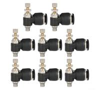 Lot de 8 raccords de valve de contrôle du débit d'air en laiton pour équipement d'arrosage de jardin - Raccord pneumatique push-in, tailles de filetage M5 à G3/4, tube d'air de 6 mm (tube de 6 mm x