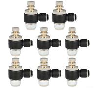 Lot de 8 raccords de valve de contrôle du débit d'air en laiton pour équipement d'arrosage de jardin - Raccord pneumatique à pousser - Tailles de filetage M5 à G3/4, tube d'air de 6 mm (tuyau de 6 mm
