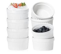 Lot de 8 ramequins à crème brûlée, 120ml moules à soufflé en porcelaine,à soufflé, passent au four, en céramique pour ragoût, délicieuses viandes assaisonnées, muffins, panna cotta,blanc