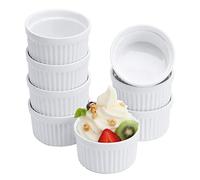 Lot de 8 ramequins en porcelaine de 118 ml, plats à soufflé, bols allant au four, pour crème brûlée, crème pâtissière, pudding, mini desserts, confitures, sauces, ramequins pour pâtisserie