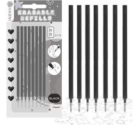 Lot De 8 Recharge Stylo Gel Effaçable Bleu, Compatibles Avec Legami, Noir Recharges Effaçable, Pointe 0,7 Mm, Hauteur 13 Cm, Encre Thermosensible, Emballage Blister, Noir