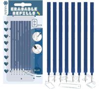 Lot De 8 Recharge Stylo Gel Effaçable, Compatibles Avec Legami, Bleu Recharges Effaçable, Pointe 0,7 Mm, Hauteur 13 Cm, Encre Thermosensible, Emballage Blister, Bleu Foncé