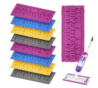 Lot de 8 recharges pour balai à franges Swiiffer Power Mop Multi-Surface Wood Mop - Lavables et réutilisables - En microfibre - Pour tous les sols - 2 jaunes + 2 violets + 2 bleus + 2 gris