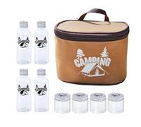 Lot de 8 récipients à épices transparents de 50 ml légers et, livrés avec un sac de transport portable pour la pêche, le camping, le barbecue, la plage, la cuisine en plein air, les voyages