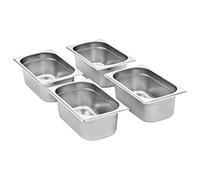 Lot de 8 récipients gastronorm GN 1/4 100 mm en acier inoxydable empilables pour comptoir de maintien au chaud, buffet et restauration, idéal pour bain-marie, chafingdish, cantine, gastronomie