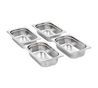 Lot de 8 récipients gastronorm GN 1/4 - 65 mm - En acier inoxydable - 265 x 162 x 65 mm - Volume 1,8 l - Empilables - Pour la restauration, la cuisine, le restaurant, le buffet, le comptoir de