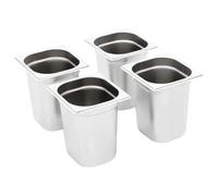 Lot de 8 récipients gastronorm GN 1/6 200 mm en acier inoxydable empilables pour restauration, buffet, comptoir de maintien au chaud, cantine, Bain-Marie, Chafingdish polyvalent pour cuisine et