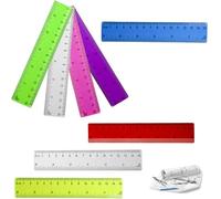 Lot de 8 Regle 15 cm,Règle 15 cm Incassable,Règles Colorées en Plastique Transparent pour Enfants et Étudiants,Flexible Petite Regle de Trousse 15cm,Lot Fourniture Scolaire pour École,Maison,Bureau