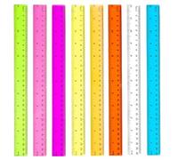 Lot de 8 règles en plastique pour enfants 30 CM Plastique Règle Plate Transparente Petites Règles en Plastique Transparent avec Graduations en Centimètres et en Pouces pour L'école Bureau Maison