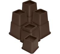 Lot de 8 rehausseurs de meubles réglables (4 hauts/4 courts), marron, peu encombrants, pour lits PIED DE MEUBLE