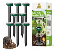 Lot de 8 répulsifs anti-taupes pour pelouse à énergie solaire - Piquets à ultrasons pour taupes - Répulsif Gopher imperméable pour se débarrasser des tamias, campagnols et serpents pour le jardin