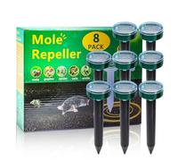 Lot de 8 répulsifs anti-taupes verts pour pelouses, répulsifs à ultrasons à énergie solaire, répulsif contre les taupes, les campagnols, les pelouses, le jardin, la cour, tous les parasites, piquets