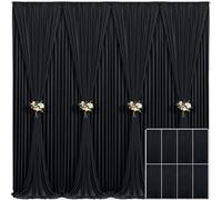 Lot de 8 Rideaux de Fond Noirs infroissables pour fête d'anniversaire, Mariage - 12,2 x 3 m (l x H)