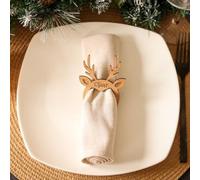Lot de 8 ronds de serviette de Noël en bois de cerf personnalisables, porte-nom de place, décoration de table personnalisée
