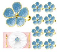 Lot de 8 ronds de serviette en forme de fleur émaillée style palais européen Cuits à haute température Idéal pour accessoires de photographie, pinces à ruban ou embrasses de rideaux, mariage