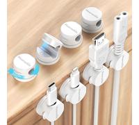 Lot de 8 [Rotatif ] Support de Câble Magnétique Clips de Gestion de Câbles, Nearockle Organisateur de Câbles Magnétique Auto-Adhésif Puissant Amélioré pour Bureau, Nuit, Câble de Charge (Blanc)
