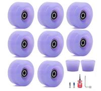 Lot de 8 roues de patins à roulettes avec roulements 608RS et butées d'orteils, roues de rechange en polyuréthane 82A résistant à l'usure pour patinage intérieur et extérieur (violet)