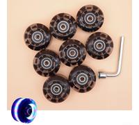 Lot de 8 roues de patins à roulettes lumineuses avec roulements - Roues clignotantes en polyuréthane de 58 mm pour patins à quatre rangées et patinage à double rangée - Kit de roues de rechange