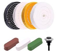 Lot de 8 roues de polissage de 10,2 cm avec composé de polissage et adaptateur de perceuse d'arbre de 6,35 mm pour meuleuses d'établi/tampons rotatifs