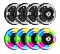 Lot de 8 roues de rollers en ligne, 72 mm, noires, roues de rechange pour patins à roulettes avec 16 roulements à billes pour tous les types de patins à roulettes