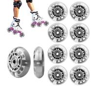 Lot de 8 roues de rollers en ligne LED 72 mm - Roues lumineuses avec roulements à billes, roulettes de rechange pour patins à roulettes et patins de fitness